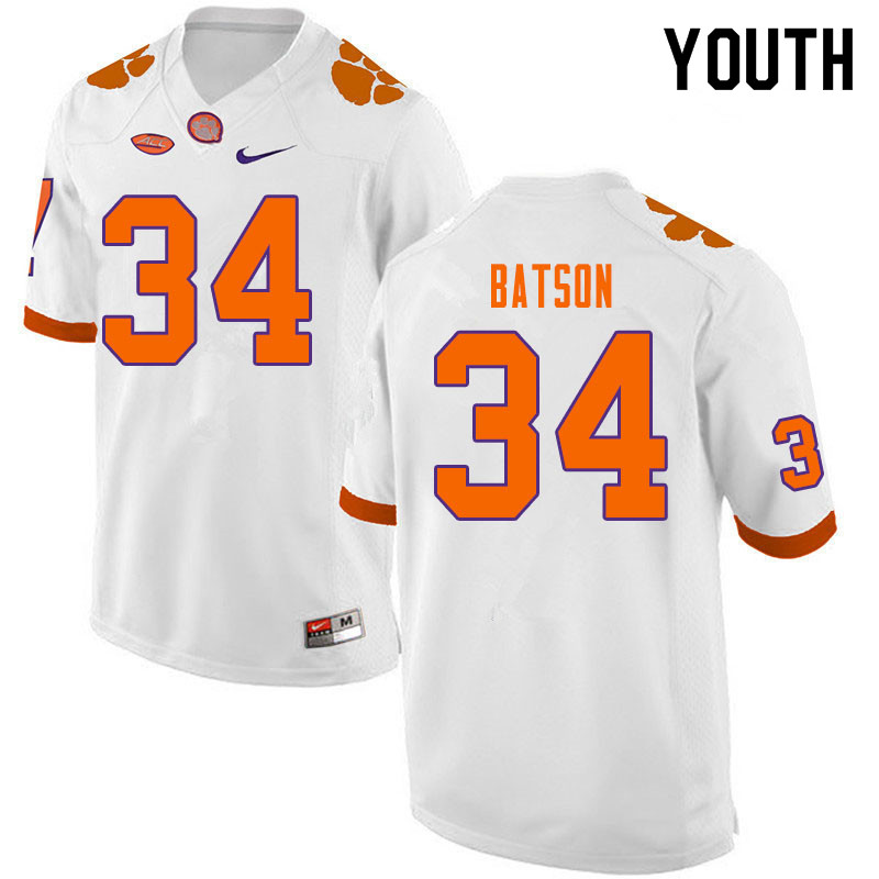 Youth #34 Ben Batson Clemson Tigers College Football Jerseys Sale-White